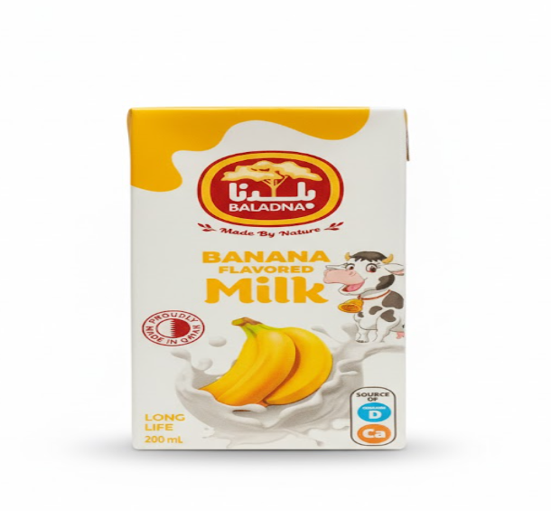 Baladna Banana Flavoured Milk 200 ml – بلدنا Banana Flavoured حليب 200 مل