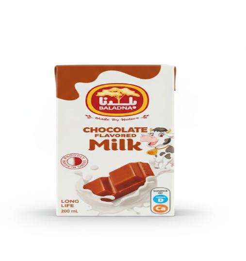 Baladna Chocolate Flavoured Long Life Milk 200 ml – بلدنا شوكولاتة Flavoured Long Life حليب 200 مل