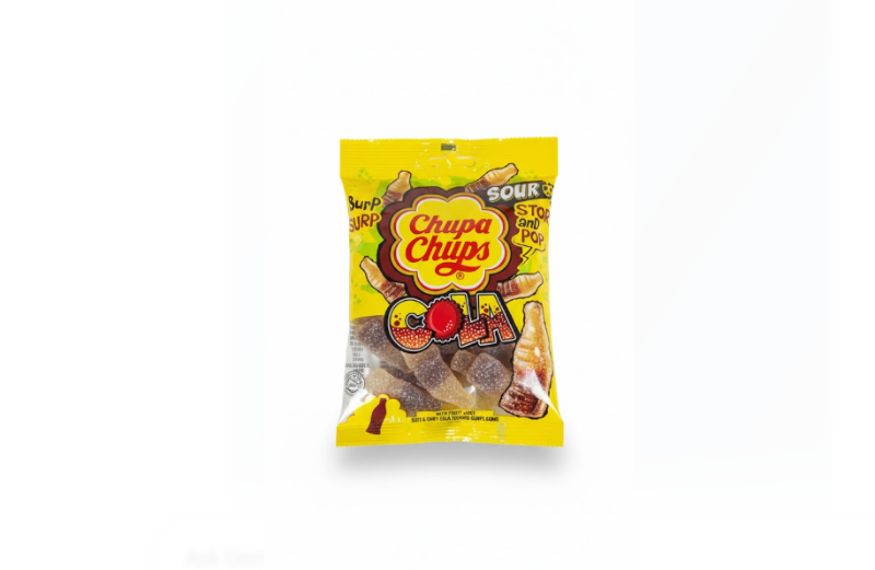Chupa Chups Cola Soft & Chewy Cola Flavour Gummy Candy 106 g – تشوبا تشوبس Cola Soft & Chewy Cola Flavour Gummy Candy 106 غرام