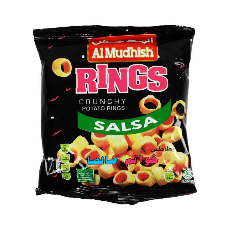 AL MUDHISH Rings Salsa Crunchy Potato 15g – AL MUDHISH Rings Salsa Crunchy Potato 15 غرام