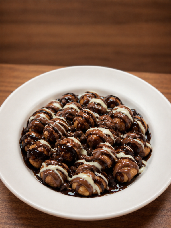 Triple chocolate bubble waffle