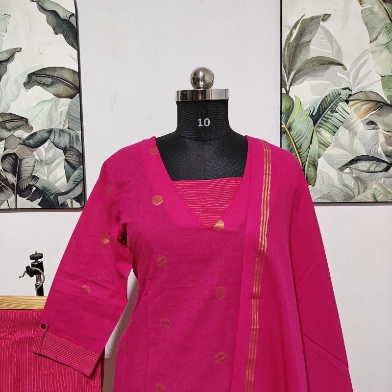 Pink 3-Piece Ethnic Suit Set