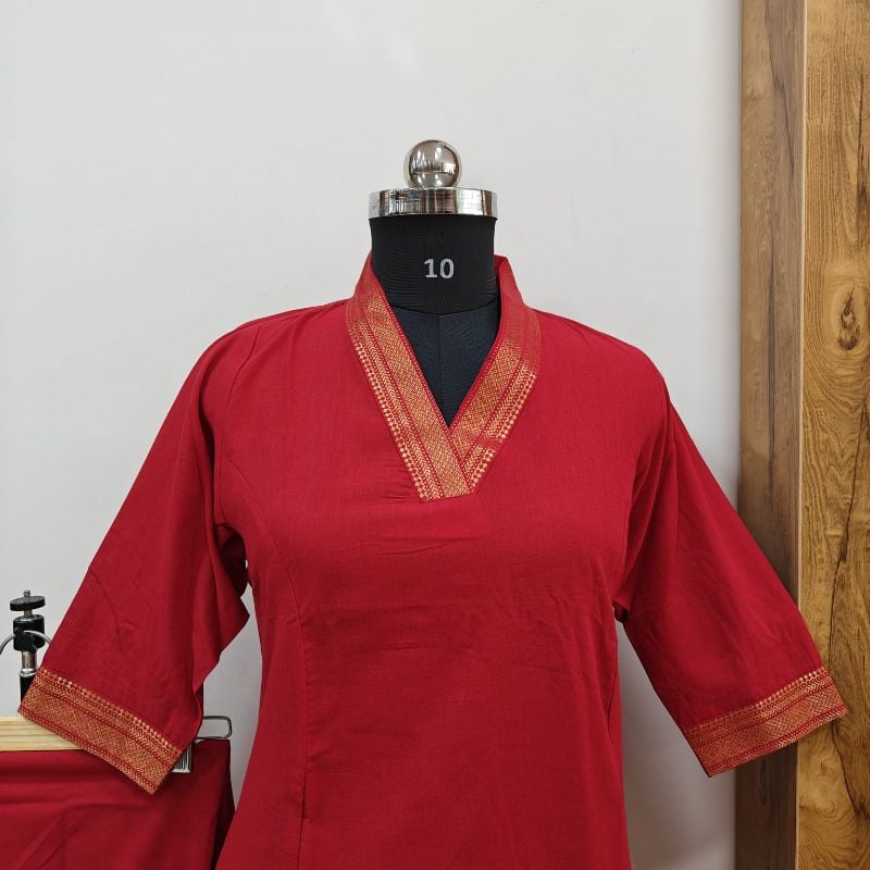 Red Kurta & Pant Set.