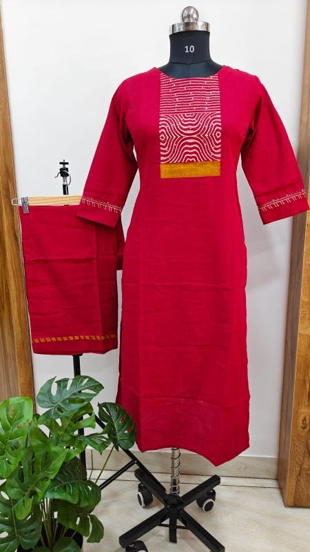 Anvita Magenta-Red 2-Piece Cotton Kurta Set