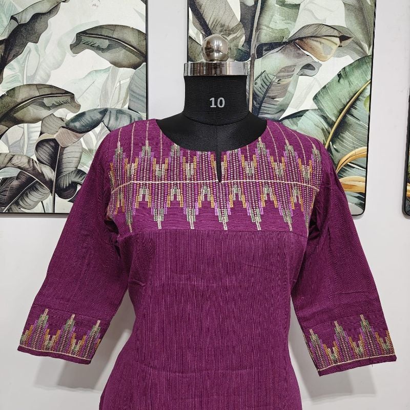 Anvita Deep Purple Cotton Straight Kurta