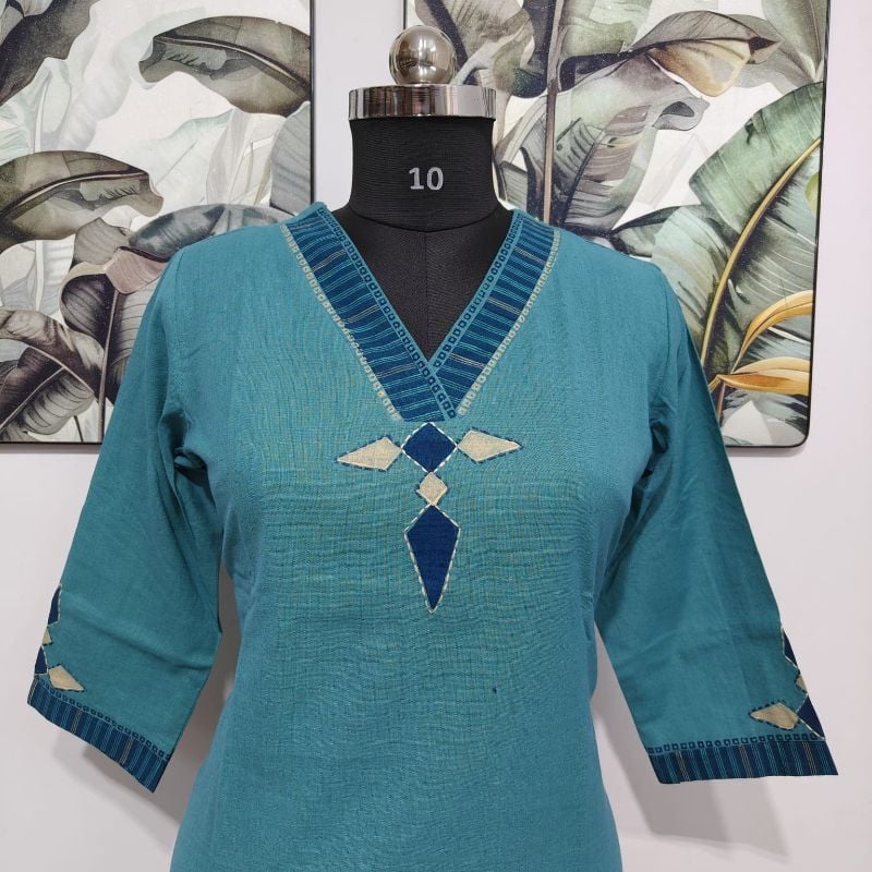 Anvita Turquoise Blue Cotton Kurta