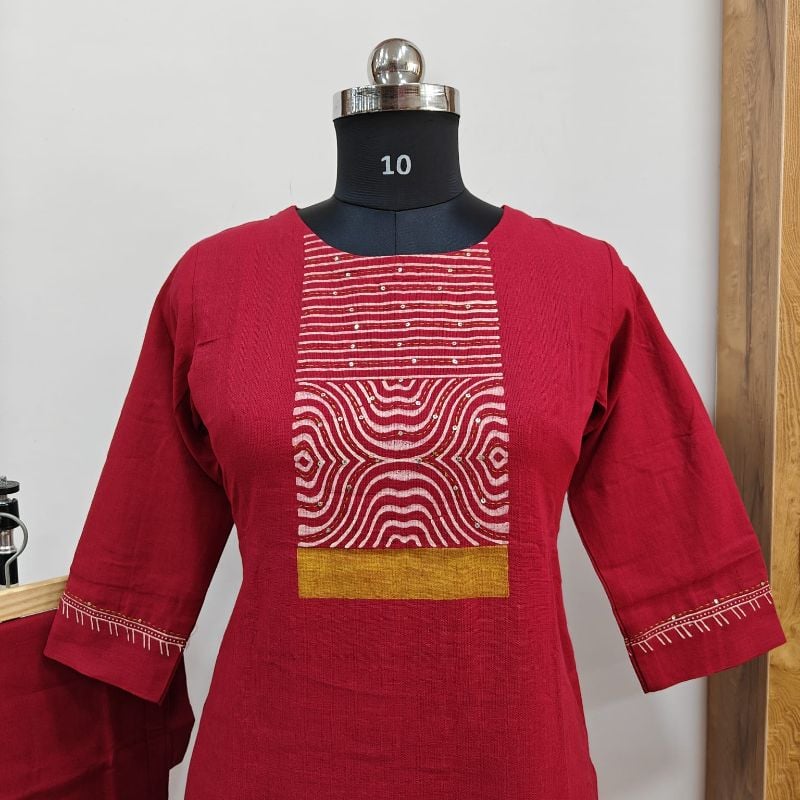 Anvita Magenta-Red 2-Piece Cotton Kurta Set