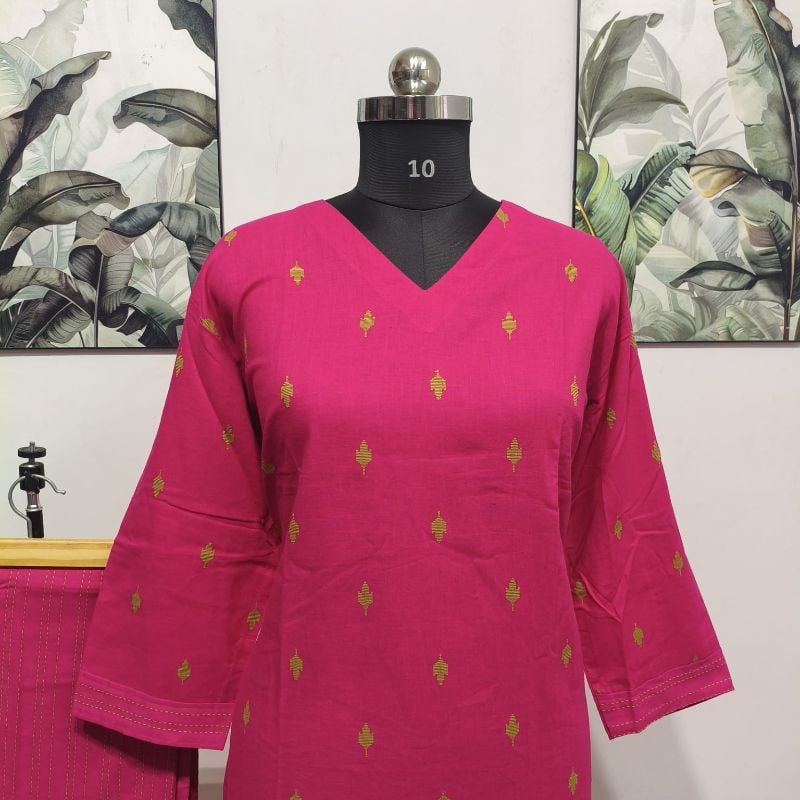 Radiant Rani Pink 2-Piece Kurta & Trousers Set( pluse size collections)