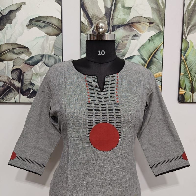 Anvita Grey Cotton Straight Kurta