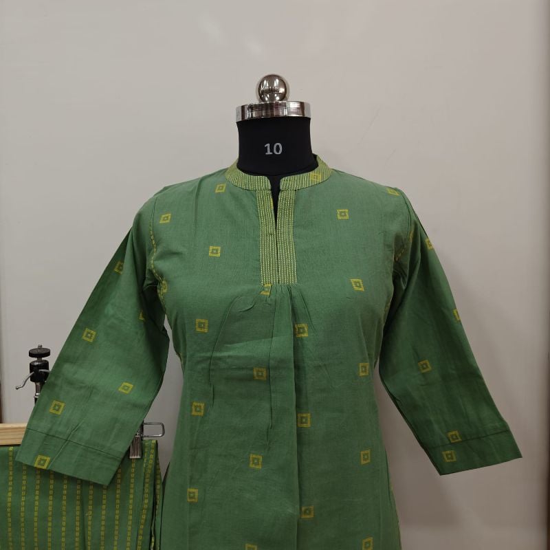 Anvita Sage Green Geometric Cotton Kurta Set