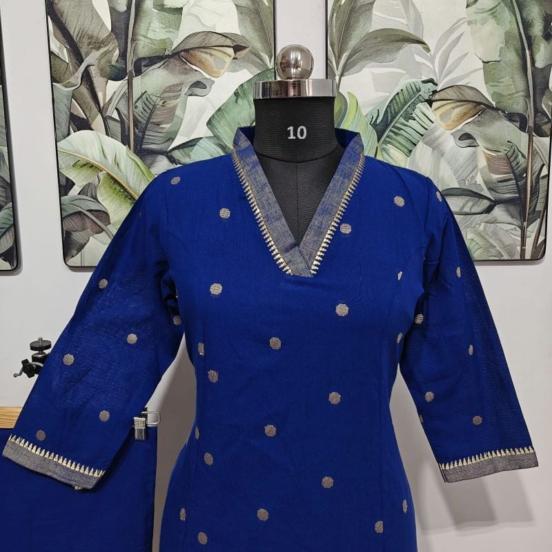 Royal Blue Mangalagiri Cotton 2-Piece Kurta Set