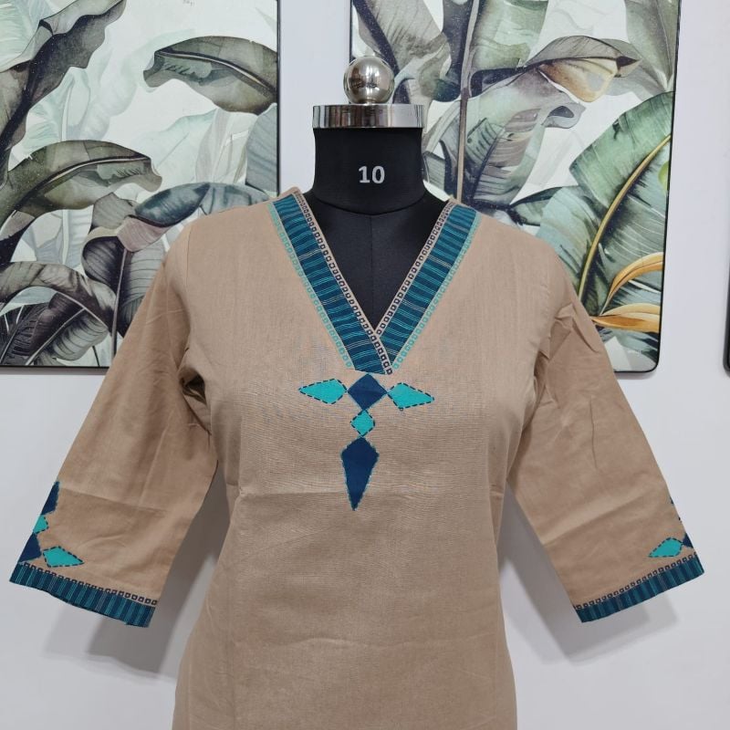 Anvita Elegant Beige Cotton  Kurta