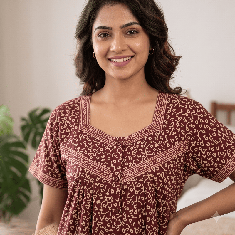 Premium Cotton Printed – Maroon/Wine