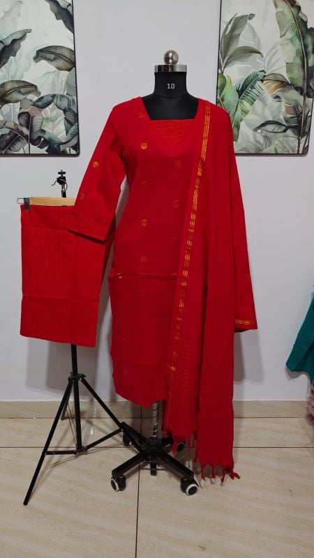 Red 3-Piece Ethnic Suit Set