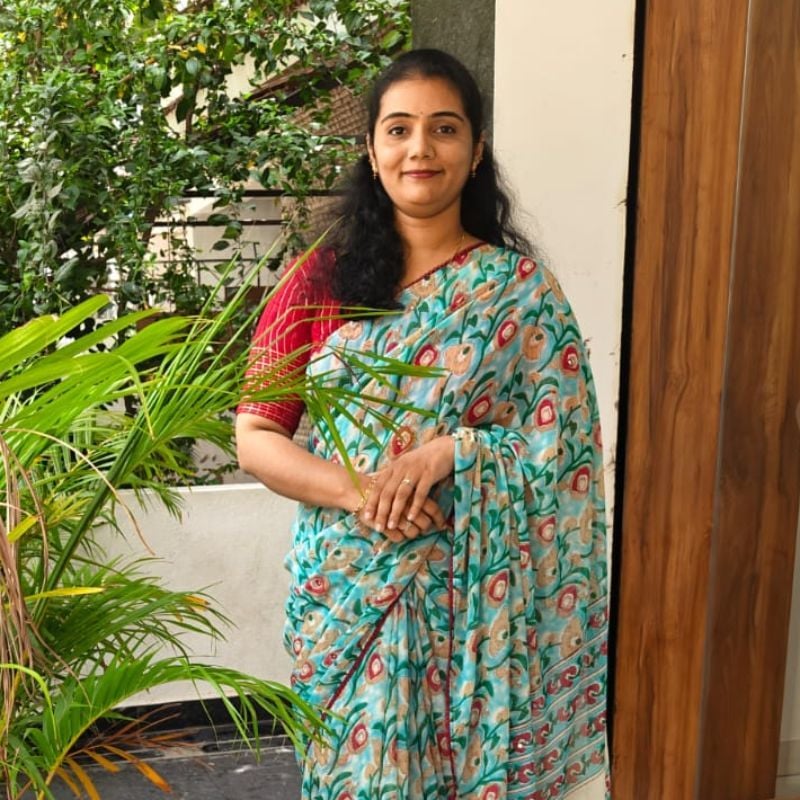 Light Blue Floral Georgette Saree with Kalamkari-Inspired Prints & Foil Mirror