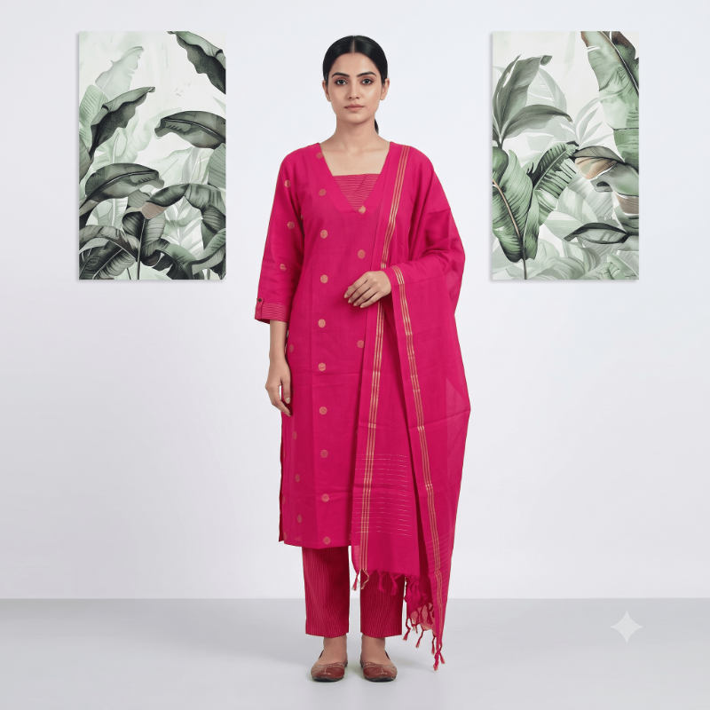 Pink 3-Piece Ethnic Suit Set
