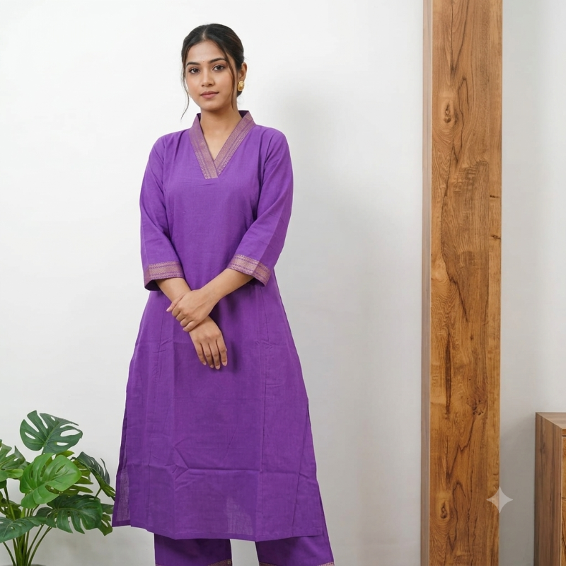 Regal Purple Kurta & Bottom Set.