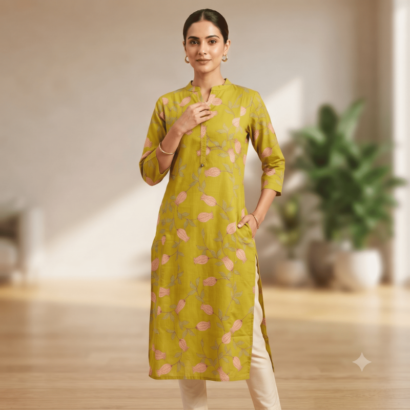 Anvita Mustard Green kurti