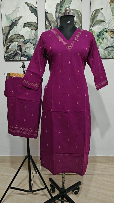 Anvita Magenta Motif Print & Embroidered Kurta Set