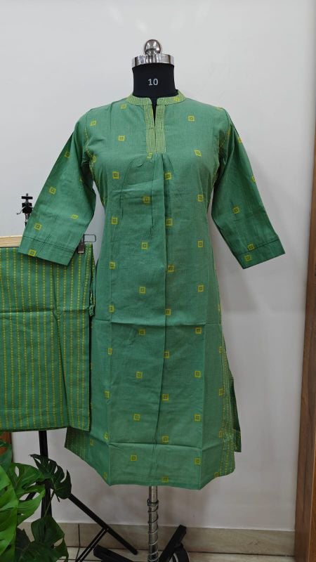 Anvita Sage Green Geometric Cotton Kurta Set