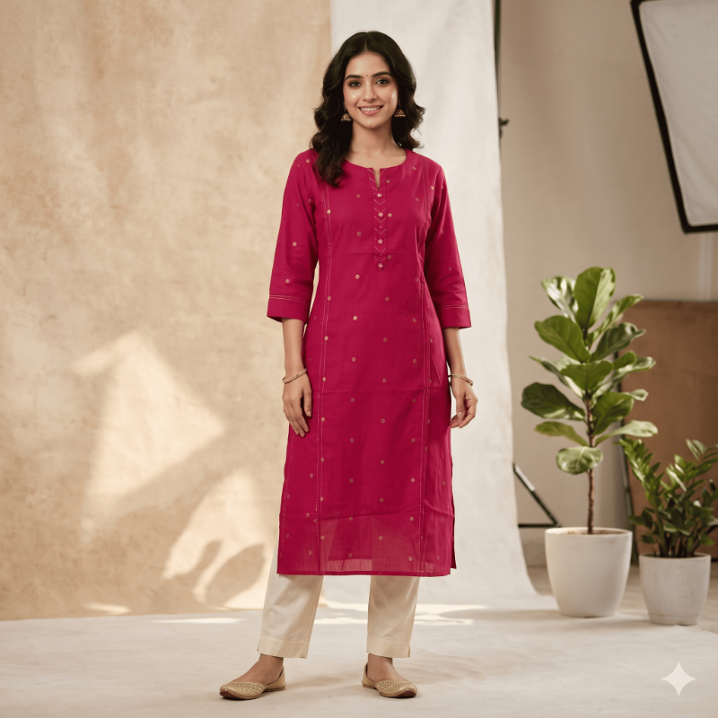 Anvita Pink Magenta Straight Kurta
