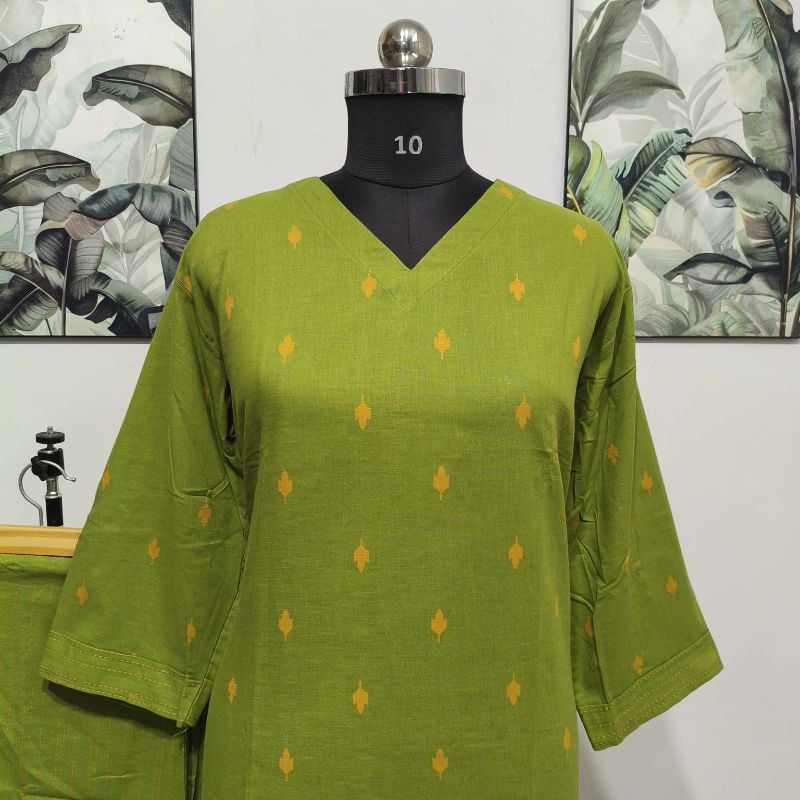 Green 2-Piece Kurta & Trousers Set( pluse size collections)