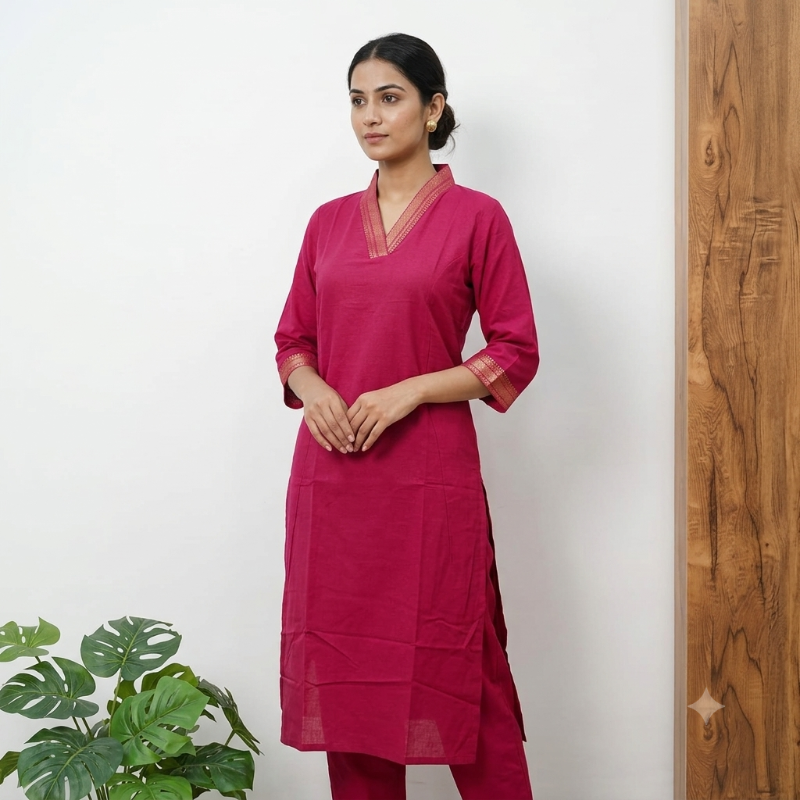 Pink Kurta & Pant Set.