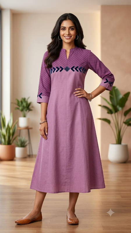 Anvita Lilac A-Line Kurta with Matching Trousers