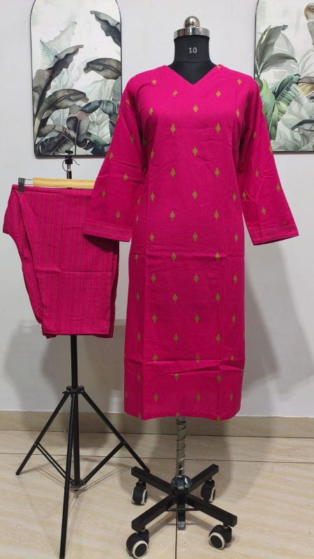 Radiant Rani Pink 2-Piece Kurta & Trousers Set( pluse size collections)
