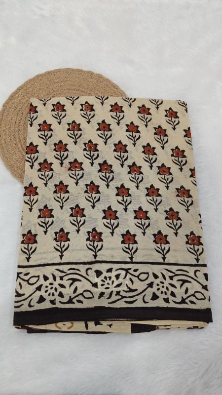 **Hand-Block Printed mul Cotton Saree 4**