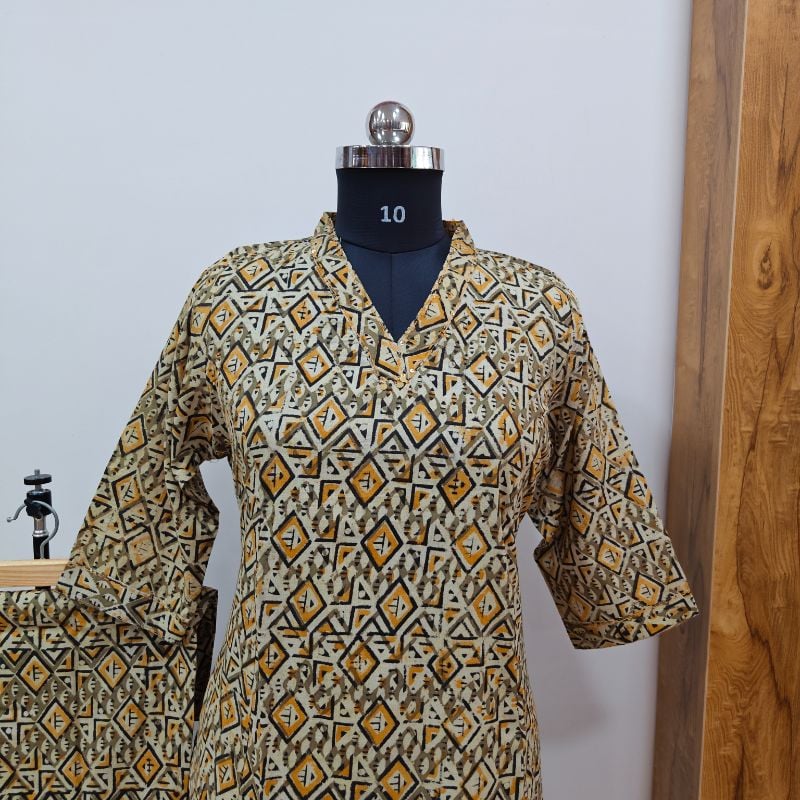 hand-blocked Kalamkari Cotton 2-Piece set 2