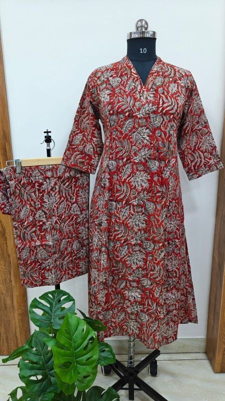 hand-blocked Kalamkari Cotton 2-Piece set 1