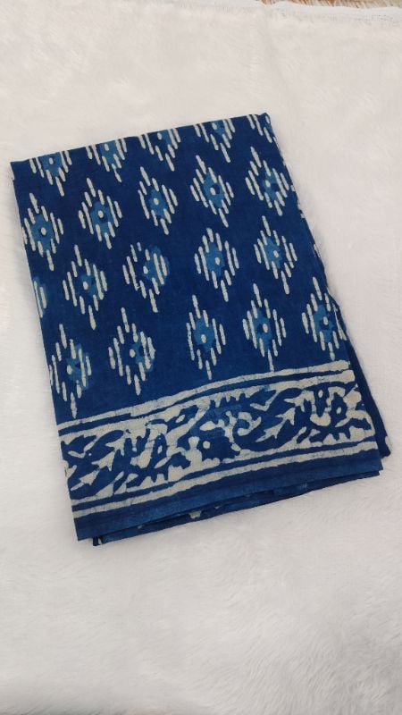 Indigo Blue Mul Cotton Saree
