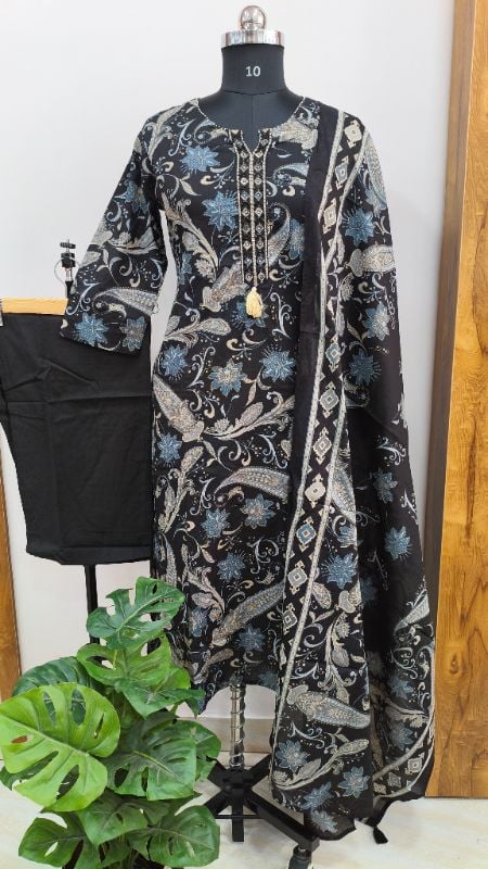 mul cotton  black 3pc set