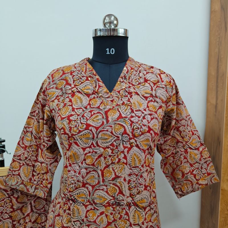 hand-blocked Kalamkari Cotton 2-Piece set KS2M