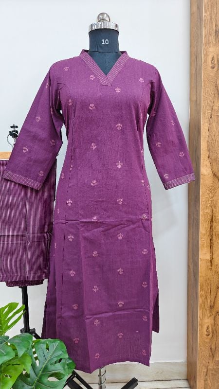 Wine Cotton 2-Piece Kurta Set