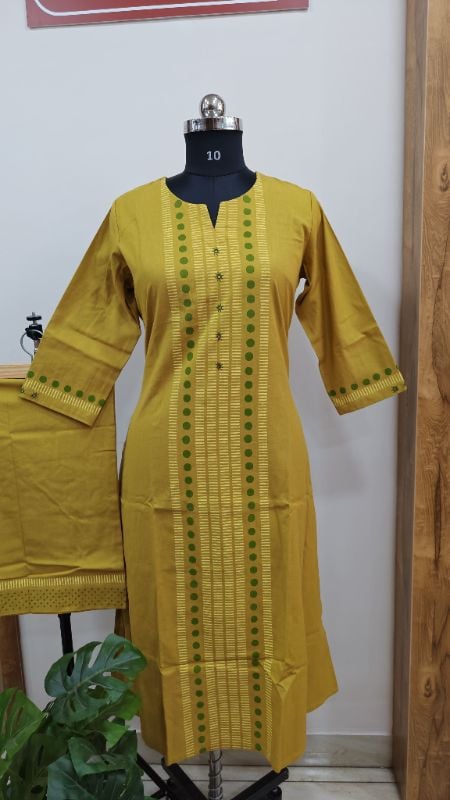 **Anvita brand Mustard Yellow Cotton 2-Piece Kurta Set**