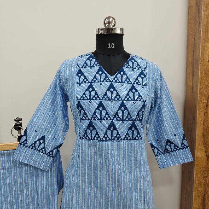 **Anvita brand Sky Blue Cotton 2-Piece Kurta Set**