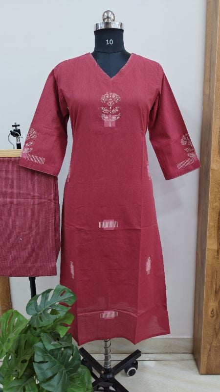 **Anvita brand Maroon Cotton 2-Piece Kurta Set**
