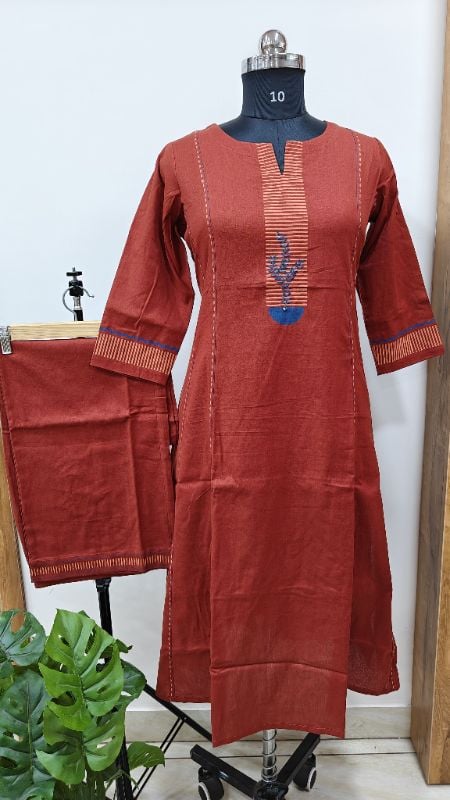 **Anvita brand Rust Red Cotton 2-Piece Kurta Set**