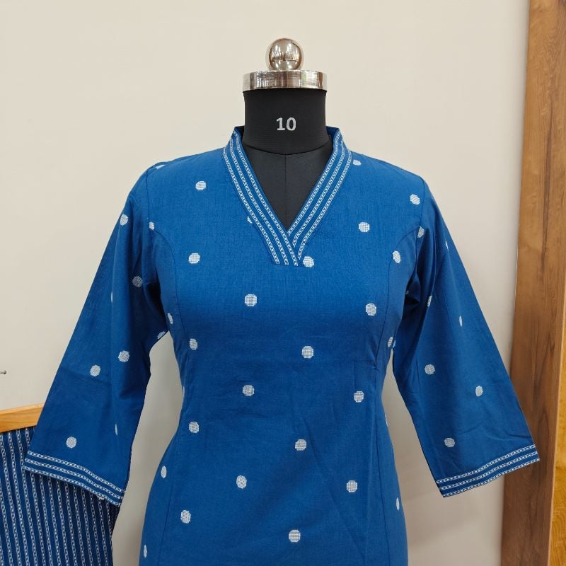 Royal blue Cotton 2-Piece Kurta Set