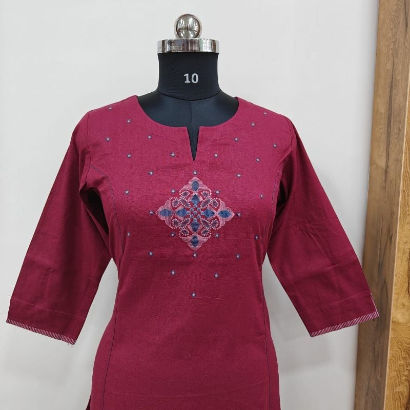 Anvita brand Deep Magenta Embroidered Kurti