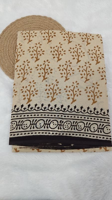 **Hand-Block Printed mul Cotton Saree 3**