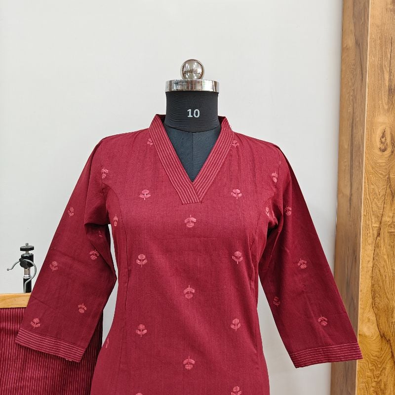 Light maroon Cotton 2-Piece Kurta Set