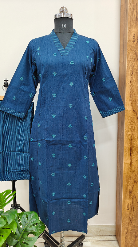 Indigo Elegance Cotton 2-Piece Kurta Set