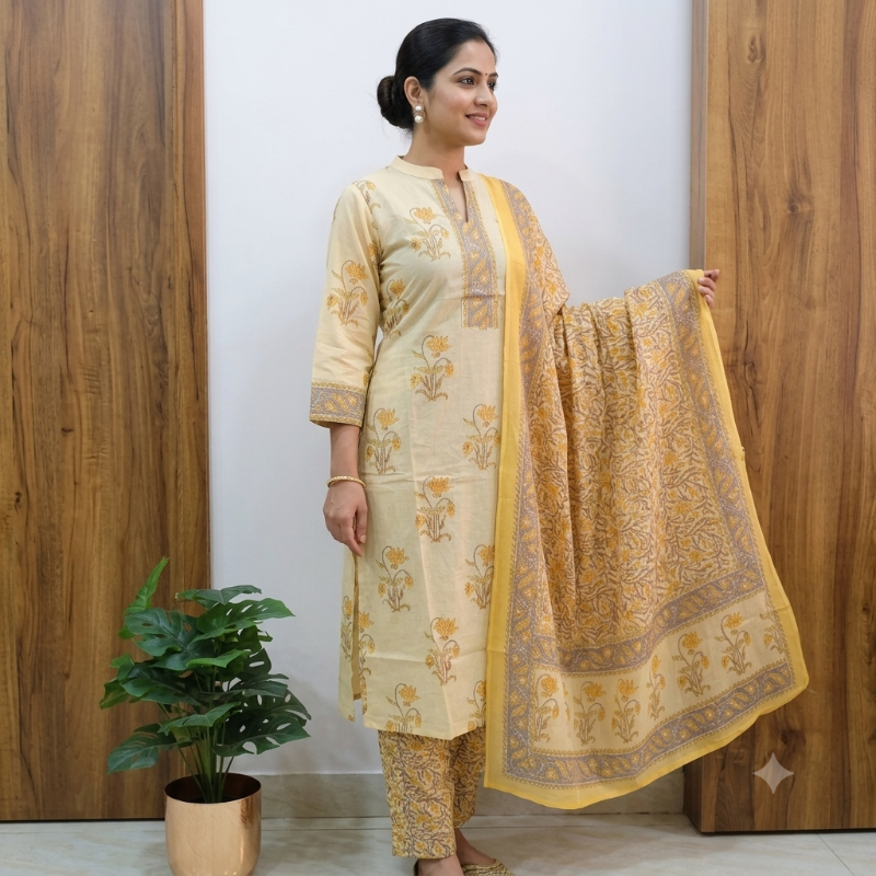 mul cotton yellow 3pc set