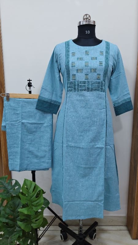 **Anvita brand Turquoise Blue Cotton 2-Piece Kurta Set**