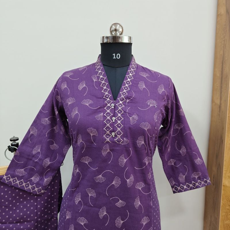 **Anvita brand Deep Purple Cotton 2-Piece Kurta Set**