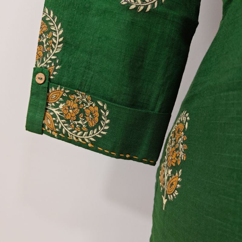 Elegant Emerald Green Cotton 3-Piece Set