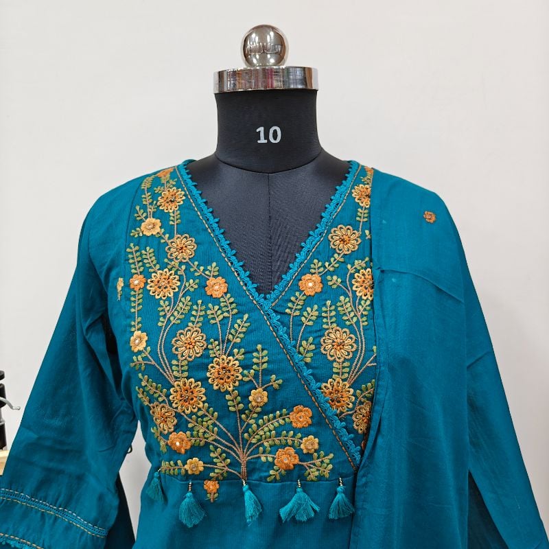 T Green Cotton 3-Piece Festive Suit Set